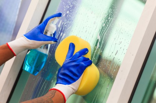 Cleaning professional working in a Camden flat with local property access considerations