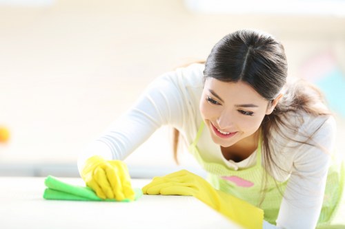 Professional cleaners maintaining a Camden office kitchen and communal area