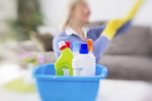 Commercial cleaner in Camden maintaining an office workspace